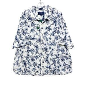 Even Tide Tropical Floral Button Shirt Mens 3XL Linen Blend Hawaiian Coastal NWT